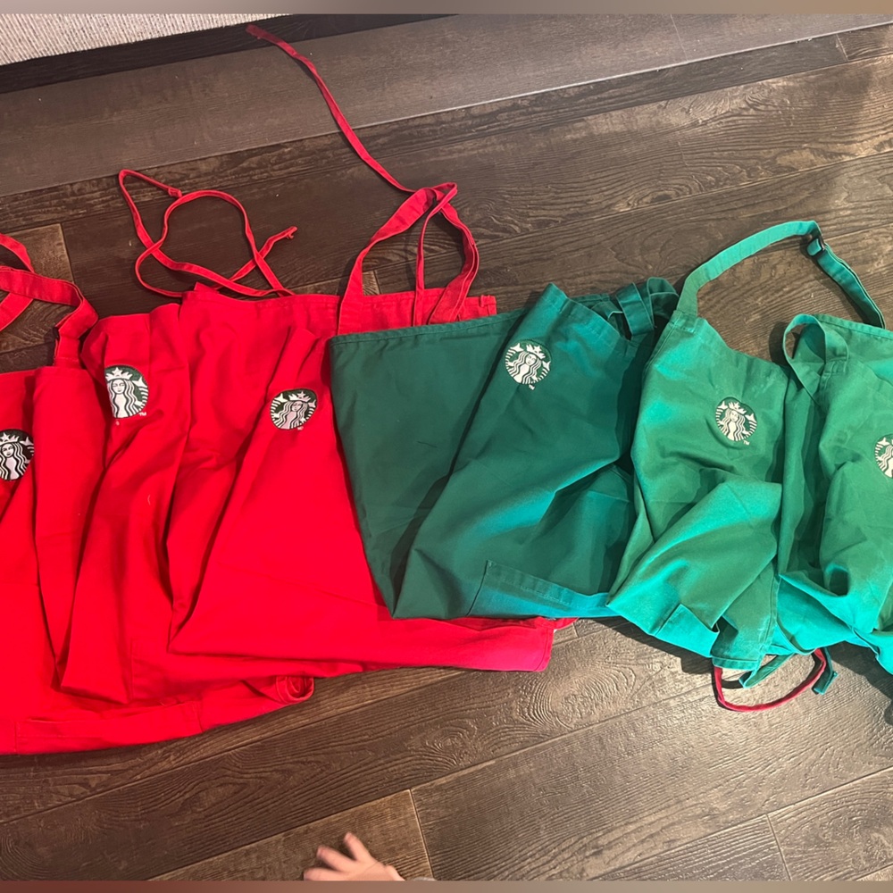 Set of six official Starbucks aprons used